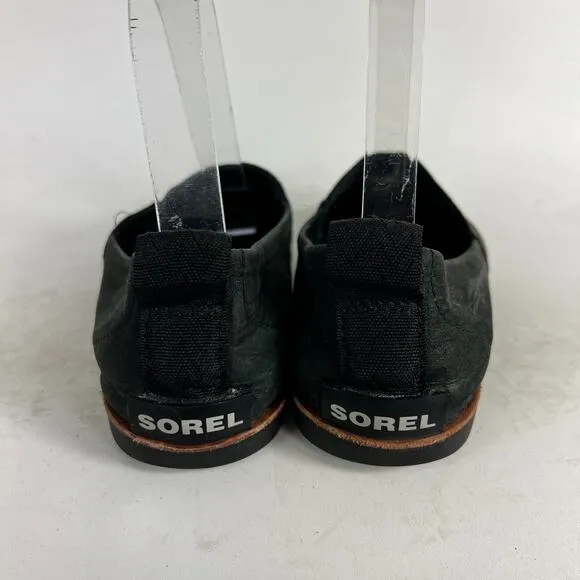 Sorel Ella Flats Women's 7.5 Black Leather Slip On Round Toe Casual Loafer