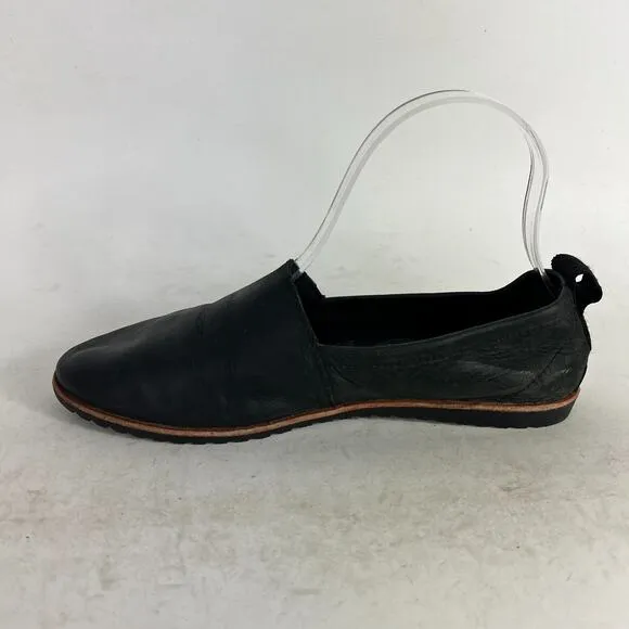 Sorel Ella Flats Women's 7.5 Black Leather Slip On Round Toe Casual Loafer