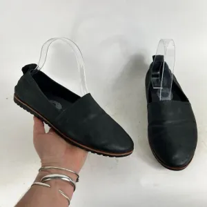 Sorel Ella Flats Women's 7.5 Black Leather Slip On Round Toe Casual Loafer