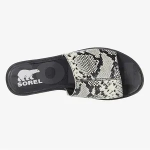 SOREL Ella II Block Slide Black 1 Snakeskin Print Sandals