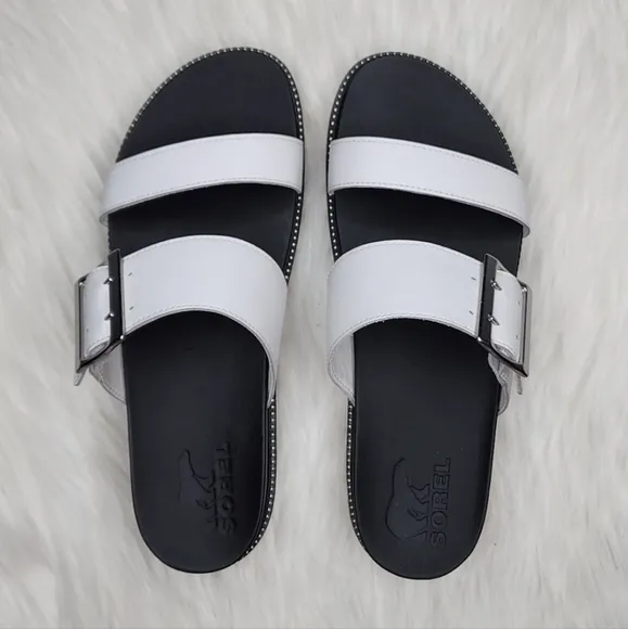 SOREL Roaming Buckle Slide Sandals Sea Salt