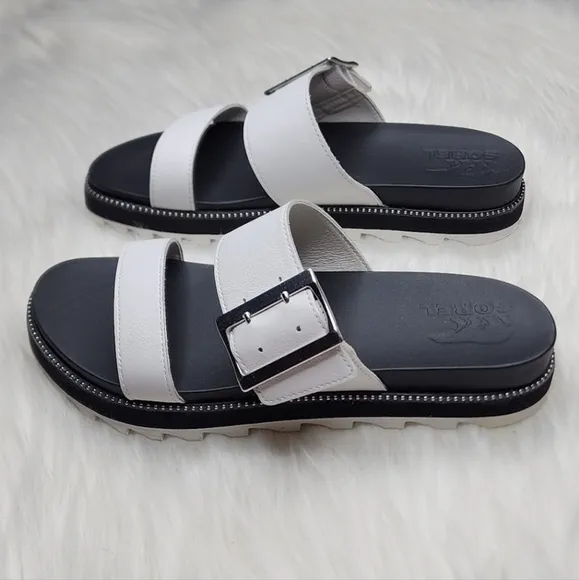 SOREL Roaming Buckle Slide Sandals Sea Salt