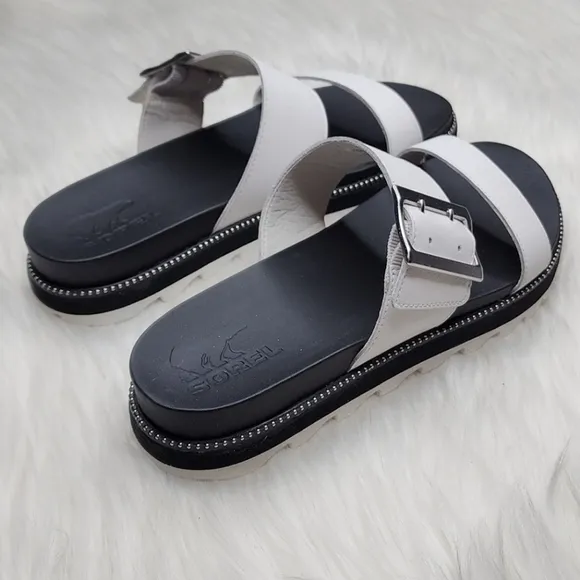 SOREL Roaming Buckle Slide Sandals Sea Salt