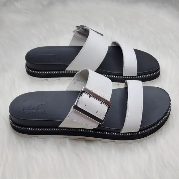 SOREL Roaming Buckle Slide Sandals Sea Salt