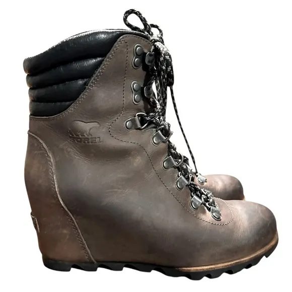 SOREL Women's Conquest Wedge Leather Ankle Boots Waterproof Outdoor Hiking 7