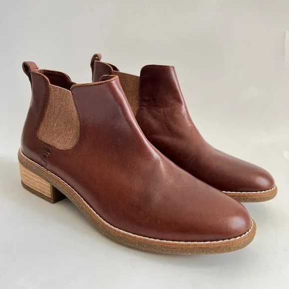 Sperry Bootie Women Size 9.5M Brown Leather Chelsea Pull-on Shoes