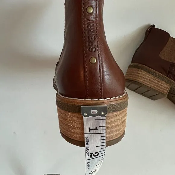 Sperry Bootie Women Size 9.5M Brown Leather Chelsea Pull-on Shoes