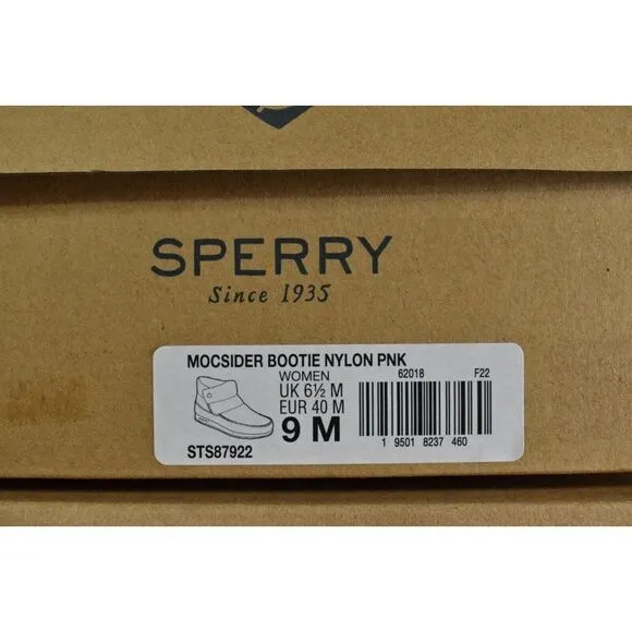 Sperry Womens Size 9 Moc Sider Nylon Pink Booties Shoes