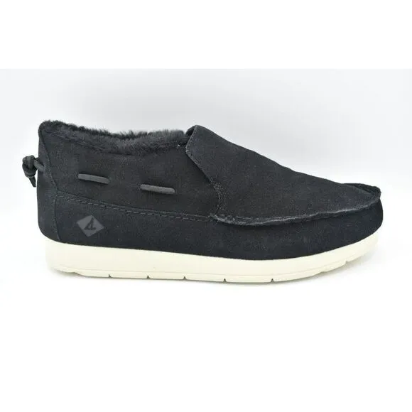 Sperry Men Size 12 Moc Sider Black Suede Lined Slip on Boots Shoes STS23724