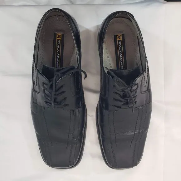 Stacy Adams Black Leather Oxford Lace Up Square Toe Dress Shoes Mens 9