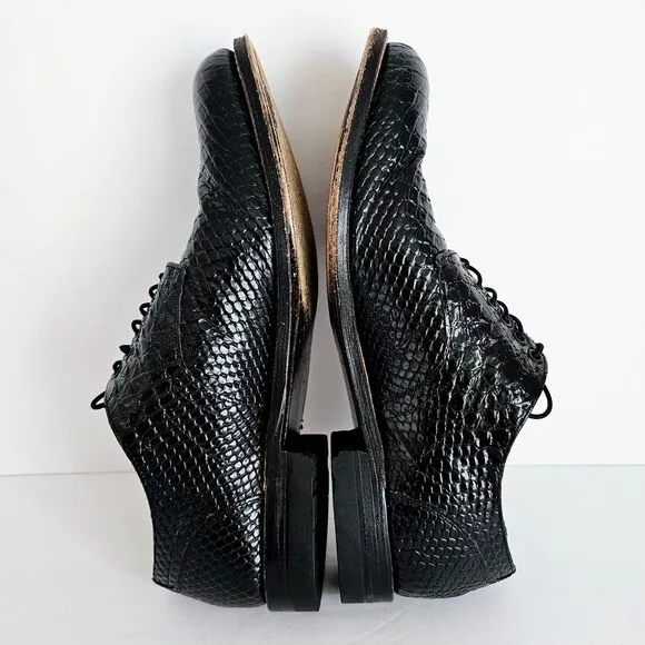 Stacy Adams Black Patent Croc Embossed‎ Leather Oxford Dress Shoes Sz 7D~SH229.2