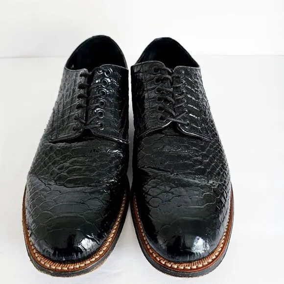 Stacy Adams Black Patent Croc Embossed‎ Leather Oxford Dress Shoes Sz 7D~SH229.2