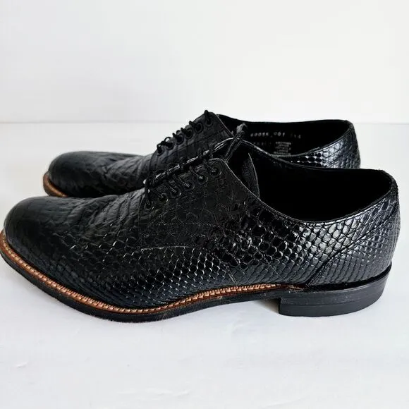 Stacy Adams Black Patent Croc Embossed‎ Leather Oxford Dress Shoes Sz 7D~SH229.2