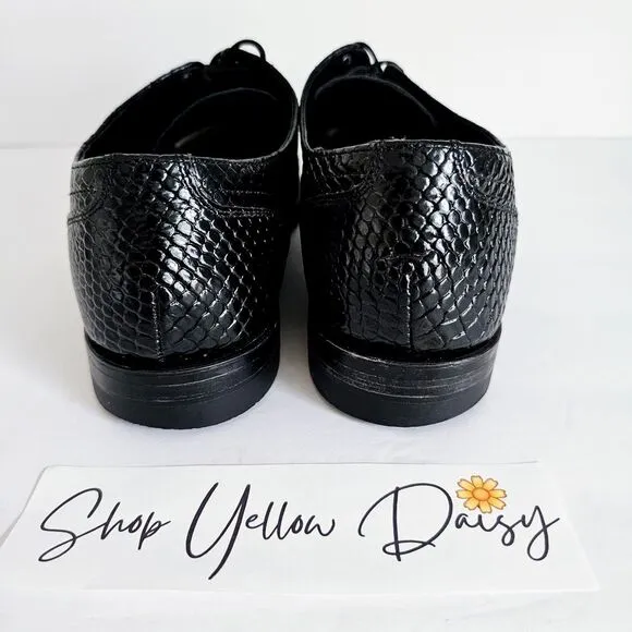 Stacy Adams Black Patent Croc Embossed‎ Leather Oxford Dress Shoes Sz 7D~SH229.2