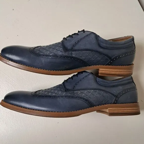 Stacy Adams Mens 10.5 Shoes Blue Fallon Wingtip Oxfords Graident Leather