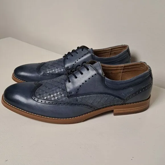 Stacy Adams Mens 10.5 Shoes Blue Fallon Wingtip Oxfords Graident Leather