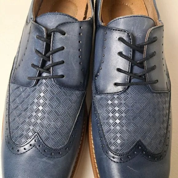Stacy Adams Mens 10.5 Shoes Blue Fallon Wingtip Oxfords Graident Leather