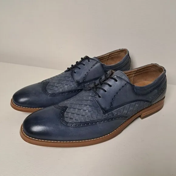 Stacy Adams Mens 10.5 Shoes Blue Fallon Wingtip Oxfords Graident Leather
