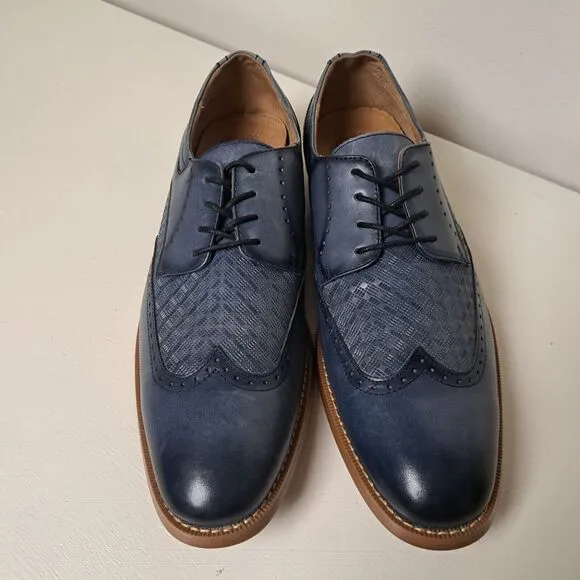 Stacy Adams Mens 10.5 Shoes Blue Fallon Wingtip Oxfords Graident Leather