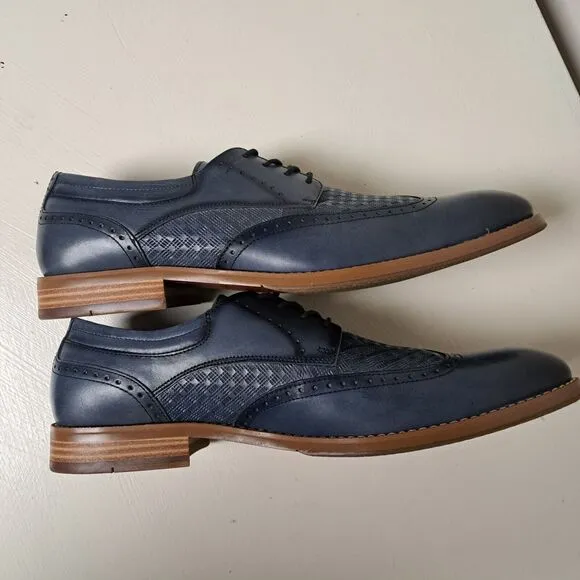 Stacy Adams Mens 10.5 Shoes Blue Fallon Wingtip Oxfords Graident Leather