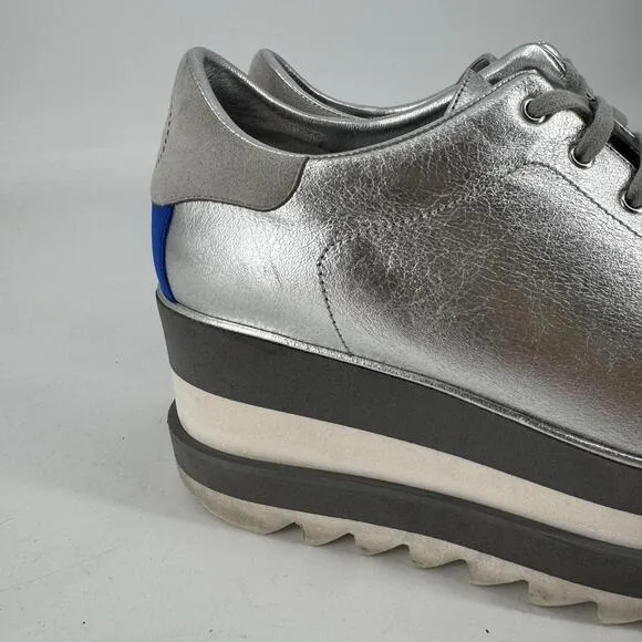 Stella Mccartney shoes 38.5 8.5 silver platform retro disco party metallic