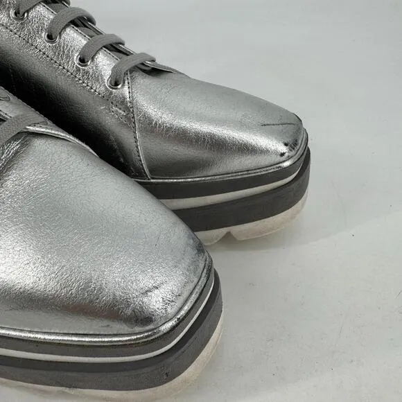 Stella Mccartney shoes 38.5 8.5 silver platform retro disco party metallic