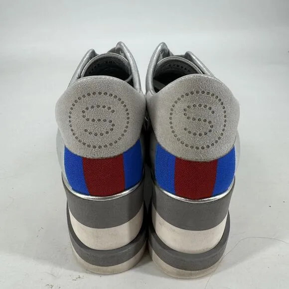 Stella Mccartney shoes 38.5 8.5 silver platform retro disco party metallic