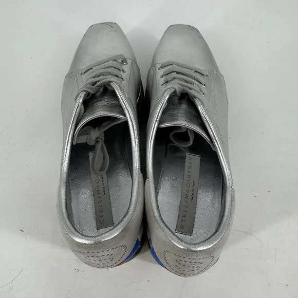 Stella Mccartney shoes 38.5 8.5 silver platform retro disco party metallic