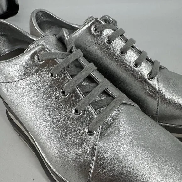 Stella Mccartney shoes 38.5 8.5 silver platform retro disco party metallic