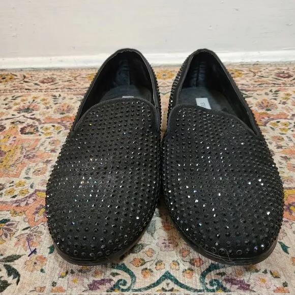 STEVE MADDEN Cavia Black Shoe | Rhinestone Studded | Slip On | size 13