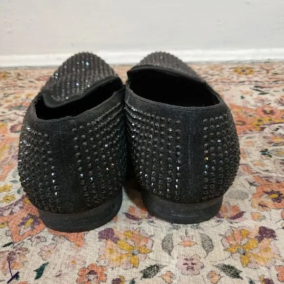 STEVE MADDEN Cavia Black Shoe | Rhinestone Studded | Slip On | size 13