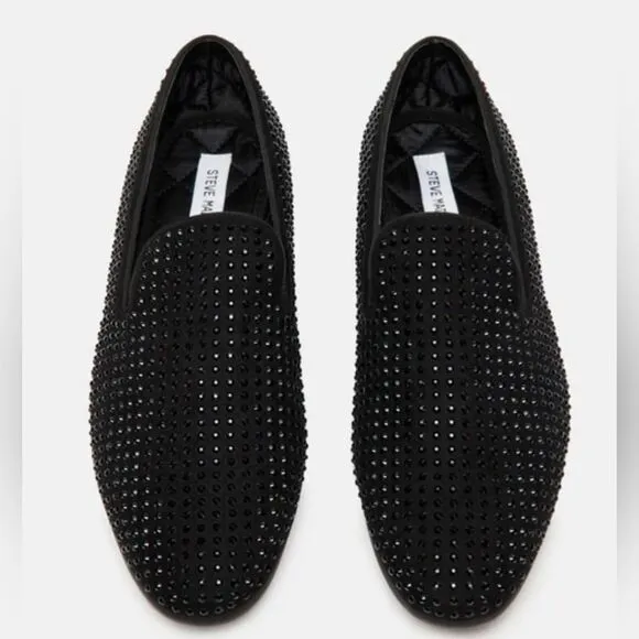 STEVE MADDEN Cavia Black Shoe | Rhinestone Studded | Slip On | size 13