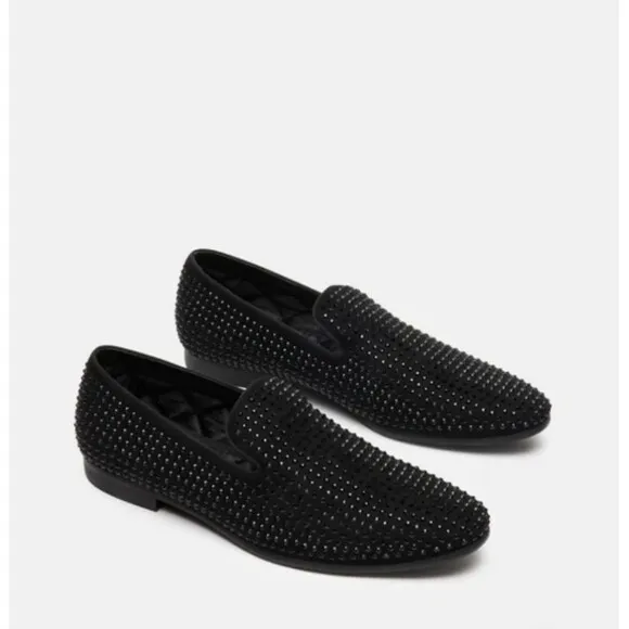 STEVE MADDEN Cavia Black Shoe | Rhinestone Studded | Slip On | size 13