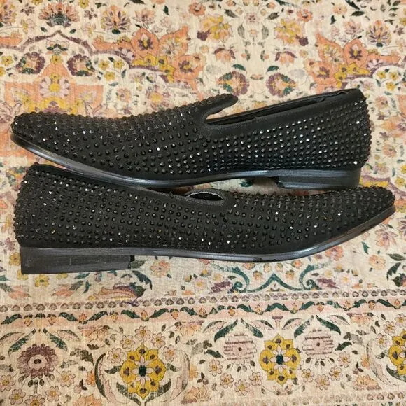 STEVE MADDEN Cavia Black Shoe | Rhinestone Studded | Slip On | size 13