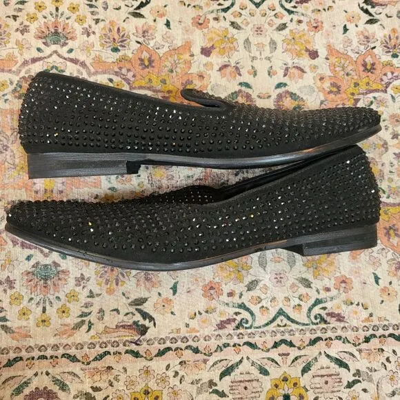 STEVE MADDEN Cavia Black Shoe | Rhinestone Studded | Slip On | size 13
