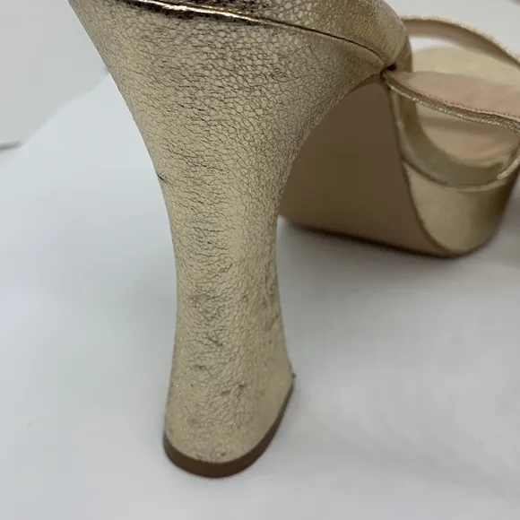 Steve Madden Leather Lashed Heels Gold 11 Ankle Strap Dressy Platform Sandals