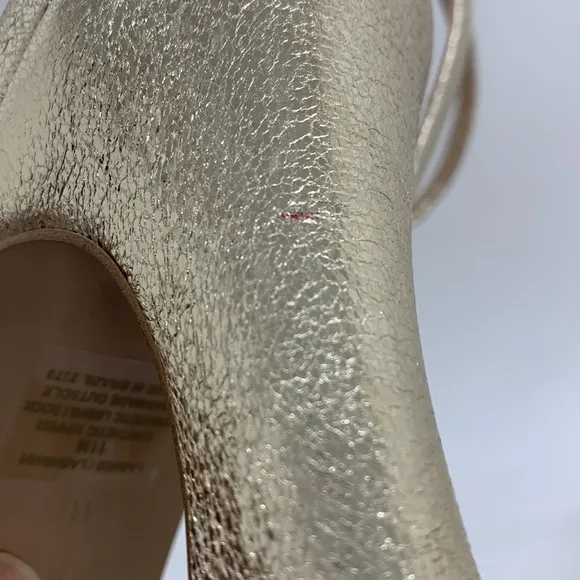 Steve Madden Leather Lashed Heels Gold 11 Ankle Strap Dressy Platform Sandals