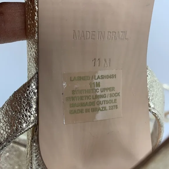 Steve Madden Leather Lashed Heels Gold 11 Ankle Strap Dressy Platform Sandals