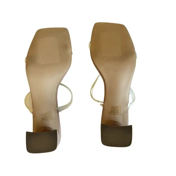 Steve Madden Lilah Tan/Clear Strap Block Heel Sandals Women's Size 10