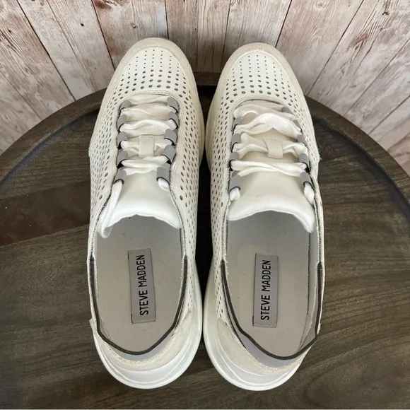 Steve Madden Perforated Reflective Leather Sneaker Size 9.5 Women