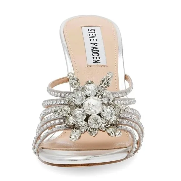 Steve Madden Silver Rhinestone Embellished Pamola Women's Size 8.5 New in Box