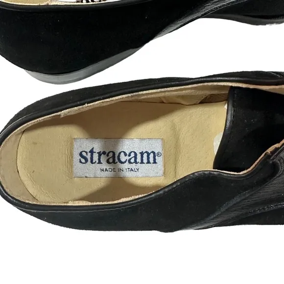 Stracam Handmade Italy Black Leather Suede Panels Dress Oxford Shoes Sz 13M NWT