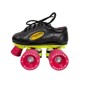 STRAUSS Gripper Skating Shoes: Fixed Body Roller Skates with Adjustable Fit, Brake | Size-8 | Red/Black
