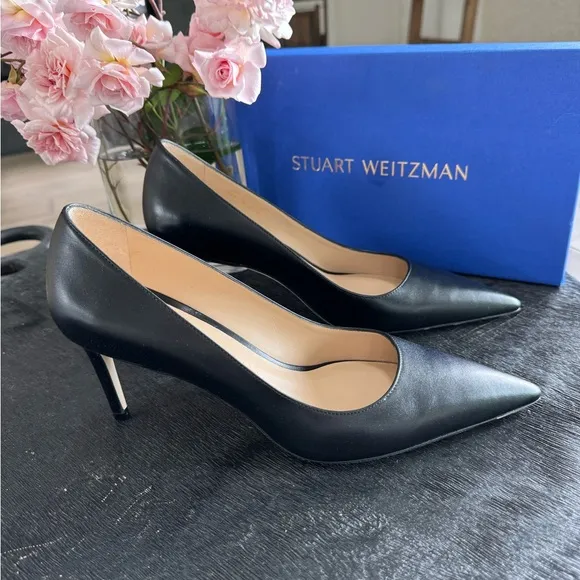 Stuart Weitzman Black Leather Pumps