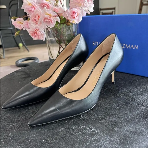 Stuart Weitzman Black Leather Pumps