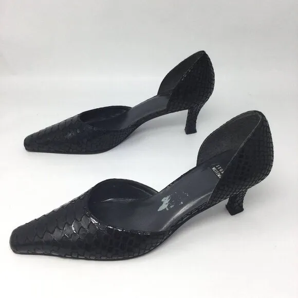 Stuart Weitzman Black Snakeskin Shoes Heels