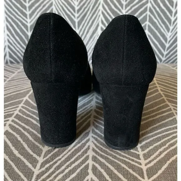 STUART WEITZMAN Black Suede Scraper Pump Heels Shoes 7.5 A NARROW DRESSY PARTY