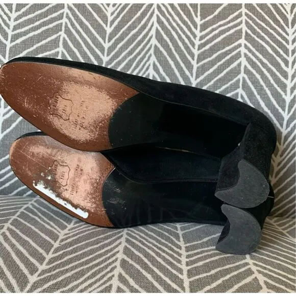 STUART WEITZMAN Black Suede Scraper Pump Heels Shoes 7.5 A NARROW DRESSY PARTY