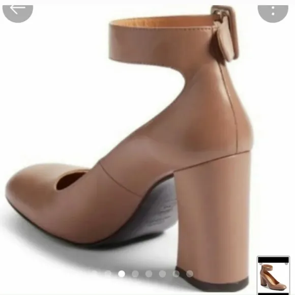 Stuart Weitzman Clara Block Heeled Leather Mousse Napa Pumps 9