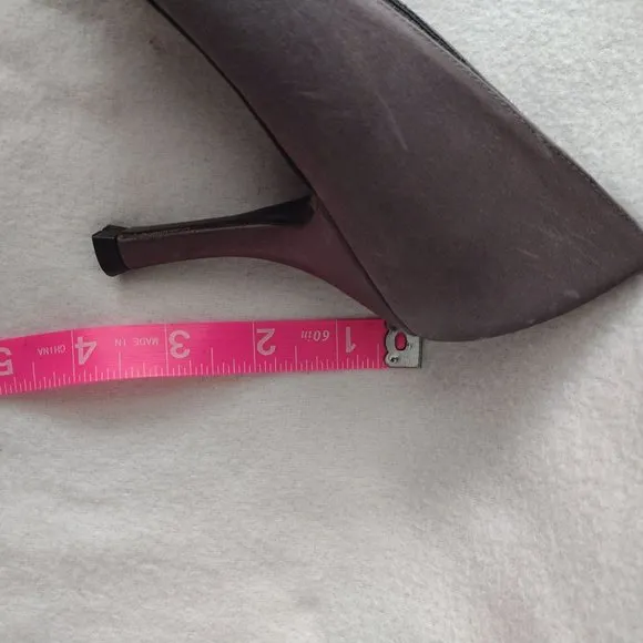 Stuart Weitzman Dark Silver Satin Shoes 10 M Peep Toe Heels